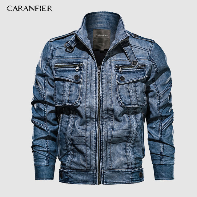 CARANFIER 6XL Mens PU Jacket Leather Coat Autumn Slim Fit Faux Leather Motorcycle Jackets Male Coats 2019 Brand Clothing Coats