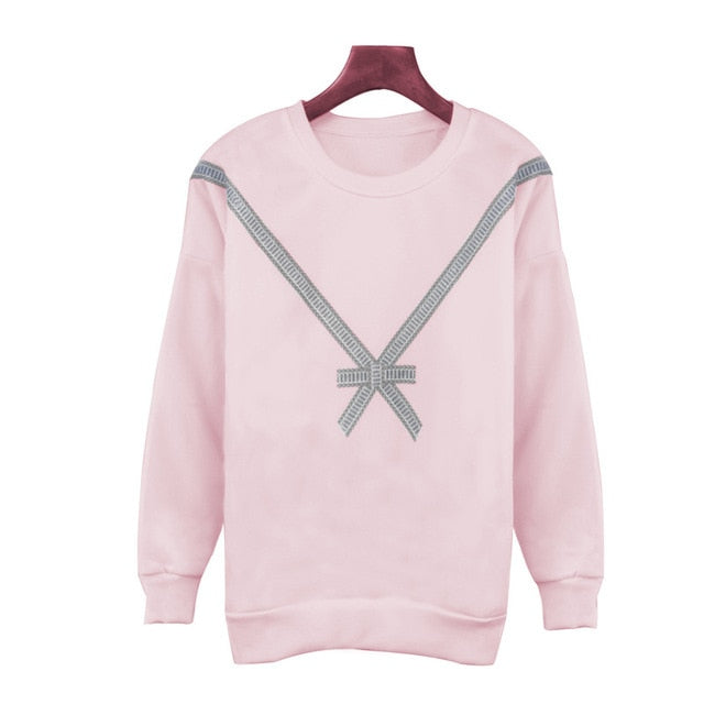LOSSKY Women Casual Autumn Casual Hoodies Round Neck Long Sleeve Sweatershirt Pink Gray Female Fall Hoody Clothing Clothing 2019