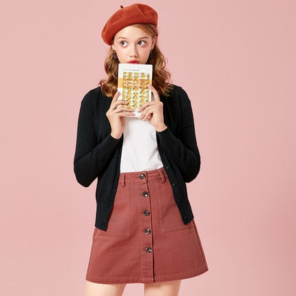 SEMIR Knitted Cardigan sweater Women 2019 Spring Simple Solid Straight Bottom Clothing Sweater Fashion Cardigan for Female