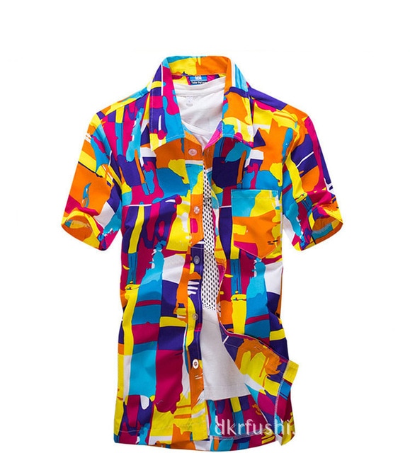 Mens Hawaiian Shirt Male Casual camisa masculina  Printed Beach Shirts Short Sleeve brand clothing Free Shipping Asian Size 5XL