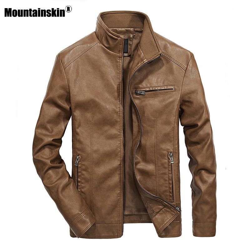 Mountainskin Men's Leather Jackets Stand Collar PU Coat Male Motorcycle Leather Jacket Casual Slim Mens Brand Clothing 5XL SA521