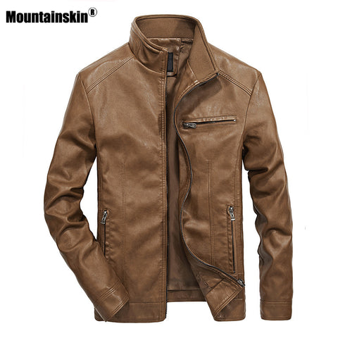 Mountainskin Men's Leather Jackets Stand Collar PU Coat Male Motorcycle Leather Jacket Casual Slim Mens Brand Clothing 5XL SA521