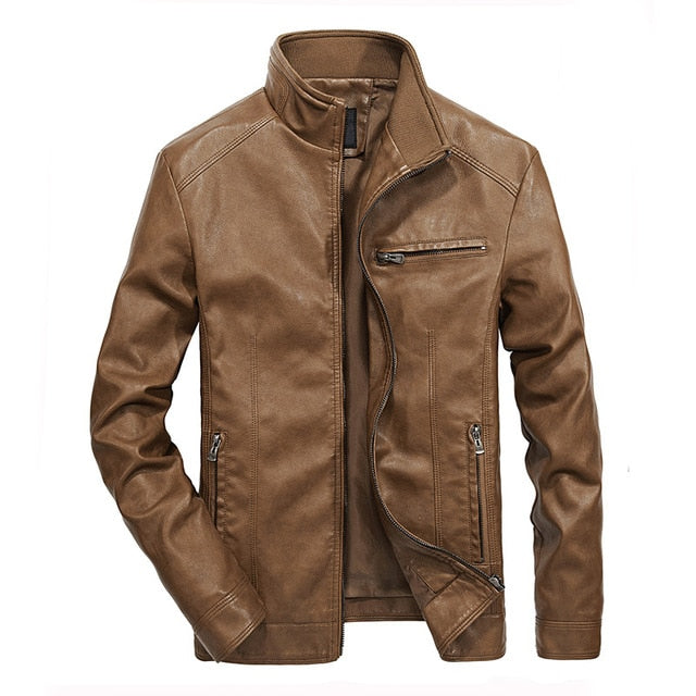 Mountainskin Men's Leather Jackets Stand Collar PU Coat Male Motorcycle Leather Jacket Casual Slim Mens Brand Clothing 5XL SA521