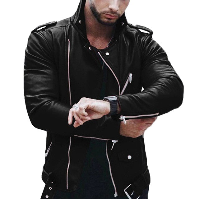Mountainskin 5XL Men's PU Jackets Autumn Faux Leather Coats Male Motorcycle Jacket Slim Fit Fashion Mens Brand Clothing SA599