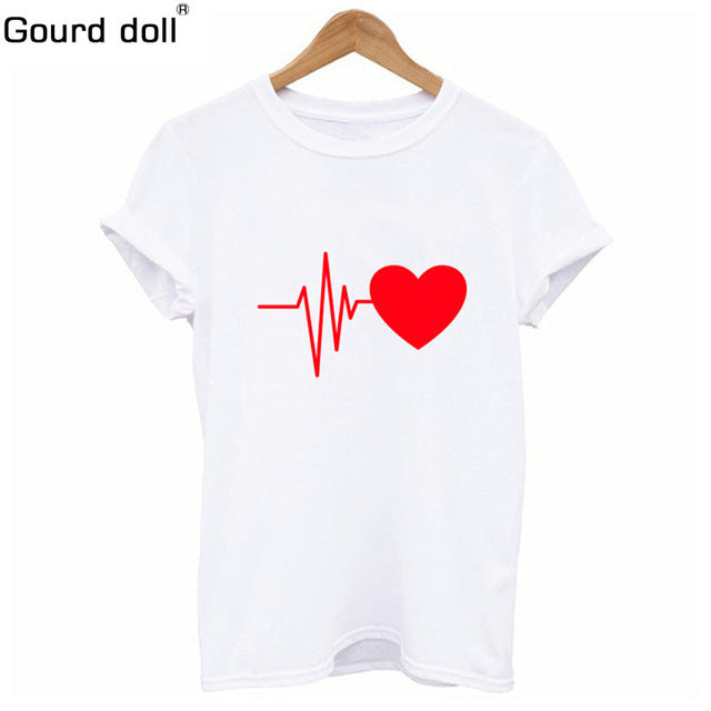 2018 Large Size New Harajuku Love Printed Women T-shirts Casual Tee Tops Summer Short Sleeve Female T shirt Women Clothing
