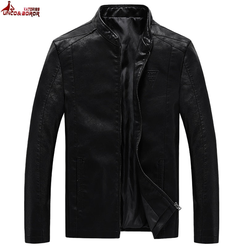 UNCO&BOROR plus size M~7XL 8XL Men's PU Jackets Coats Motorcycle Leather Jackets Men Autumn Leather Clothing Male Casual Coats
