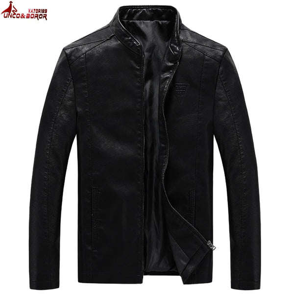 UNCO&BOROR plus size M~7XL 8XL Men's PU Jackets Coats Motorcycle Leather Jackets Men Autumn Leather Clothing Male Casual Coats