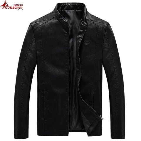 UNCO&BOROR plus size M~7XL 8XL Men's PU Jackets Coats Motorcycle Leather Jackets Men Autumn Leather Clothing Male Casual Coats